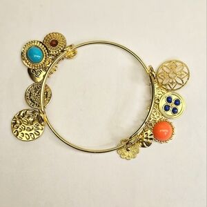 Graziano Goldtone Bangle Charm Bracelet